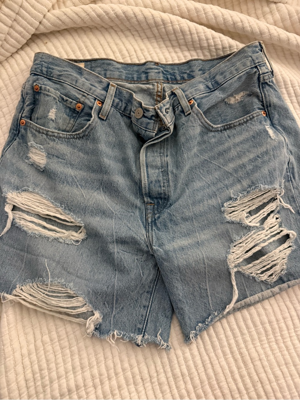 Levi's Light Wash Denim Shorts with Contrast Stitching